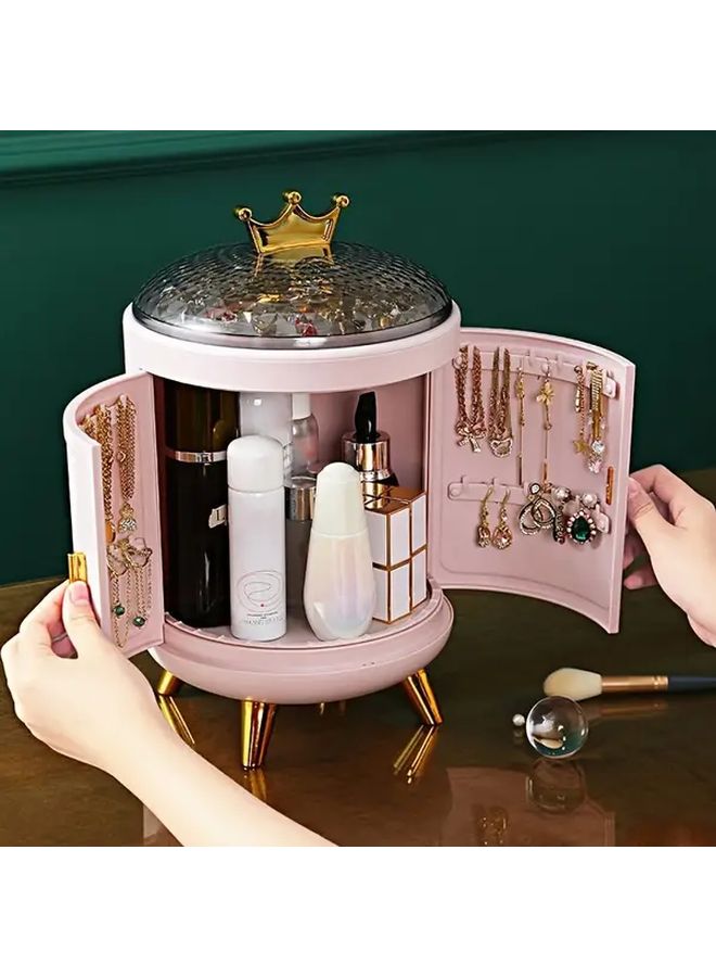 Green Jewelry Organizer with 360 Degree Rotation Large Capacity Cosmetic Storage Box - Image 1